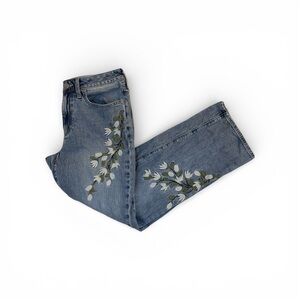 Lands' End Blue Jeans with Floral Embroidery